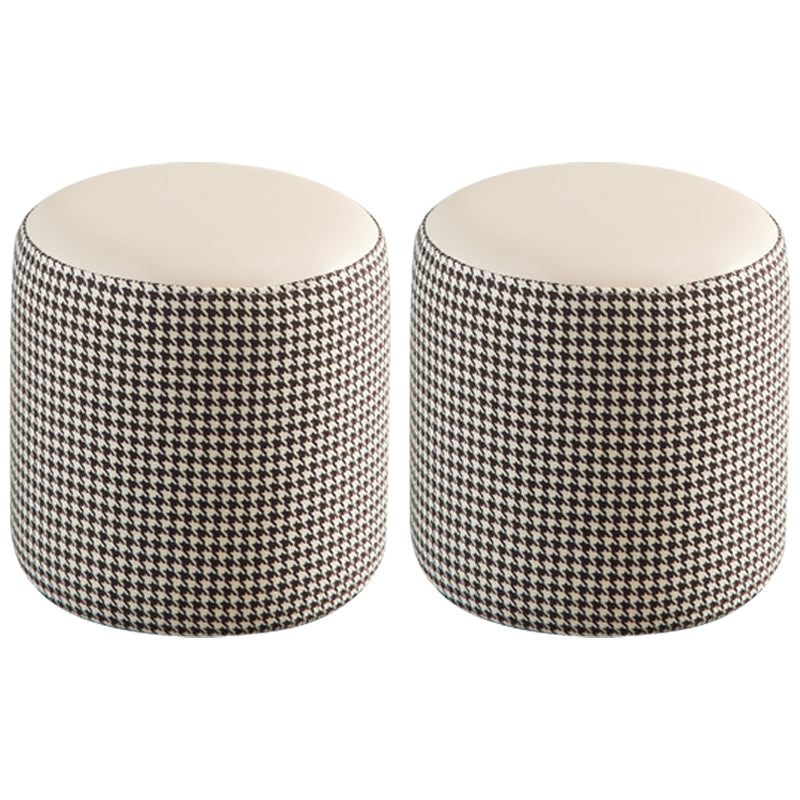 Modern Water Resistant Ottoman Circle Shape Orange Genuine Leather Cube 12.6"L x 12.6"W x 12.6"H Off-White 2 Piece Set Clearhalo 'furn' 'furn_ottomans_poufs' 'Furniture' 'Living Room Furniture' 'Ottomans & Poufs' 'ottomans_poufs' 5866223