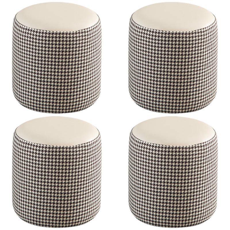 Modern Water Resistant Ottoman Circle Shape Orange Genuine Leather Cube 12.6"L x 12.6"W x 12.6"H Off-White 4 Piece Set Clearhalo 'furn' 'furn_ottomans_poufs' 'Furniture' 'Living Room Furniture' 'Ottomans & Poufs' 'ottomans_poufs' 5866224