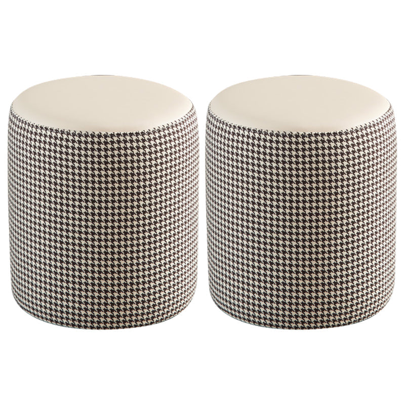 Modern Water Resistant Ottoman Circle Shape Orange Genuine Leather Cube 14"L x 14"W x 16"H Off-White 2 Piece Set Clearhalo 'furn' 'furn_ottomans_poufs' 'Furniture' 'Living Room Furniture' 'Ottomans & Poufs' 'ottomans_poufs' 5866226