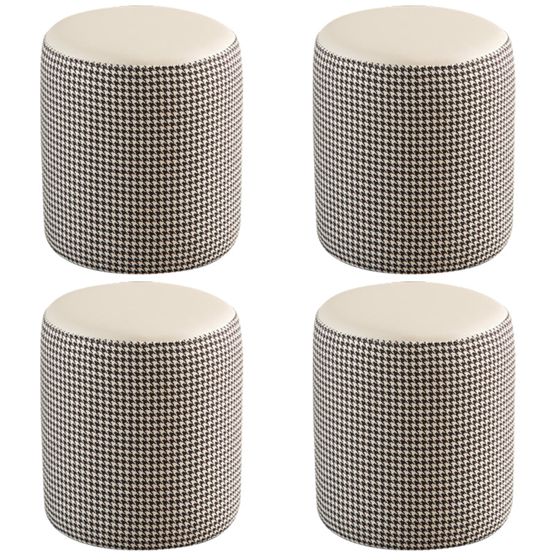 Modern Water Resistant Ottoman Circle Shape Orange Genuine Leather Cube 14"L x 14"W x 16"H Off-White 4 Piece Set Clearhalo 'furn' 'furn_ottomans_poufs' 'Furniture' 'Living Room Furniture' 'Ottomans & Poufs' 'ottomans_poufs' 5866227