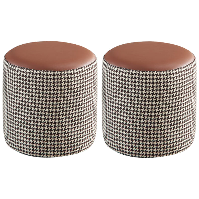 Modern Water Resistant Ottoman Circle Shape Orange Genuine Leather Cube 12.6"L x 12.6"W x 12.6"H Coffee 2 Piece Set Clearhalo 'furn' 'furn_ottomans_poufs' 'Furniture' 'Living Room Furniture' 'Ottomans & Poufs' 'ottomans_poufs' 5866229