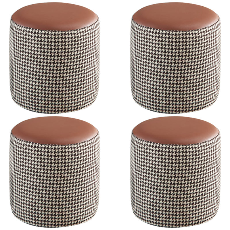 Modern Water Resistant Ottoman Circle Shape Orange Genuine Leather Cube 12.6"L x 12.6"W x 12.6"H Coffee 4 Piece Set Clearhalo 'furn' 'furn_ottomans_poufs' 'Furniture' 'Living Room Furniture' 'Ottomans & Poufs' 'ottomans_poufs' 5866230