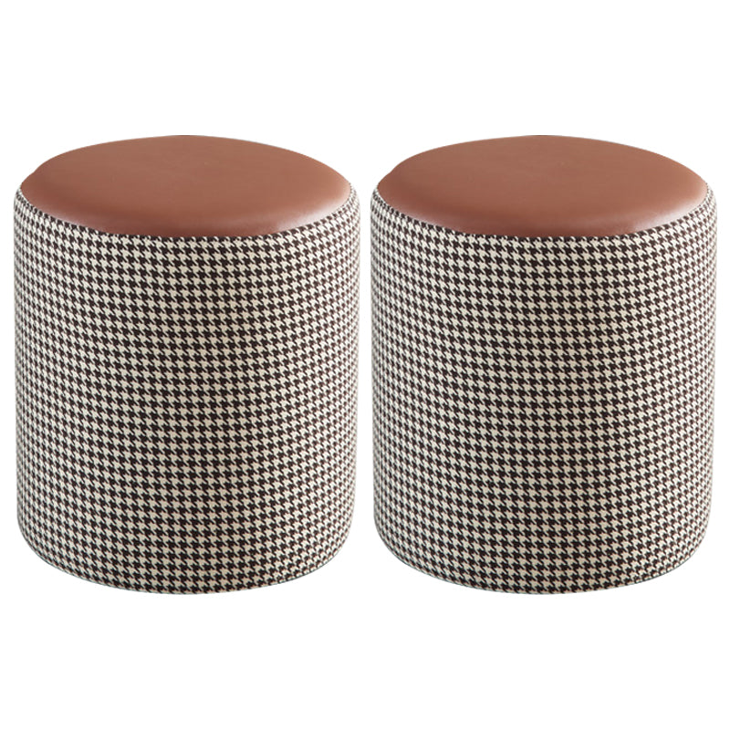 Modern Water Resistant Ottoman Circle Shape Orange Genuine Leather Cube 14"L x 14"W x 16"H Coffee 2 Piece Set Clearhalo 'furn' 'furn_ottomans_poufs' 'Furniture' 'Living Room Furniture' 'Ottomans & Poufs' 'ottomans_poufs' 5866232