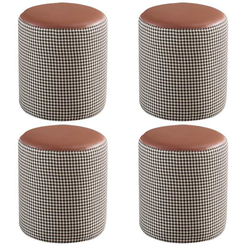 Modern Water Resistant Ottoman Circle Shape Orange Genuine Leather Cube 14"L x 14"W x 16"H Coffee 4 Piece Set Clearhalo 'furn' 'furn_ottomans_poufs' 'Furniture' 'Living Room Furniture' 'Ottomans & Poufs' 'ottomans_poufs' 5866233