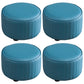 Modern Round Ottoman Solid Color Leather Water Resistant Footstool Ottoman Blue 4 Piece Set Clearhalo 'furn' 'furn_ottomans_poufs' 'Furniture' 'Living Room Furniture' 'Ottomans & Poufs' 'ottomans_poufs' 5866247