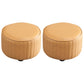 Modern Round Ottoman Solid Color Leather Water Resistant Footstool Ottoman Beige 2 Piece Set Clearhalo 'furn' 'furn_ottomans_poufs' 'Furniture' 'Living Room Furniture' 'Ottomans & Poufs' 'ottomans_poufs' 5866256