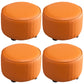 Modern Round Ottoman Solid Color Leather Water Resistant Footstool Ottoman Orange 4 Piece Set Clearhalo 'furn' 'furn_ottomans_poufs' 'Furniture' 'Living Room Furniture' 'Ottomans & Poufs' 'ottomans_poufs' 5866264