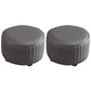Modern Round Ottoman Solid Color Leather Water Resistant Footstool Ottoman Dark Gray 2 Piece Set Clearhalo 'furn' 'furn_ottomans_poufs' 'Furniture' 'Living Room Furniture' 'Ottomans & Poufs' 'ottomans_poufs' 5866266