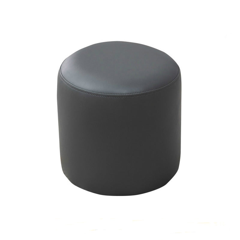 Modern Round Ottoman Solid Color Leather Water Resistant Footstool Ottoman Carbon 1 Piece Clearhalo 'furn' 'furn_ottomans_poufs' 'Furniture' 'Living Room Furniture' 'Ottomans & Poufs' 'ottomans_poufs' 5866268