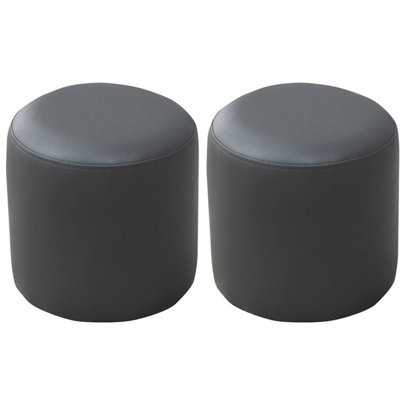 Modern Round Ottoman Solid Color Leather Water Resistant Footstool Ottoman Carbon 2 Piece Set Clearhalo 'furn' 'furn_ottomans_poufs' 'Furniture' 'Living Room Furniture' 'Ottomans & Poufs' 'ottomans_poufs' 5866269