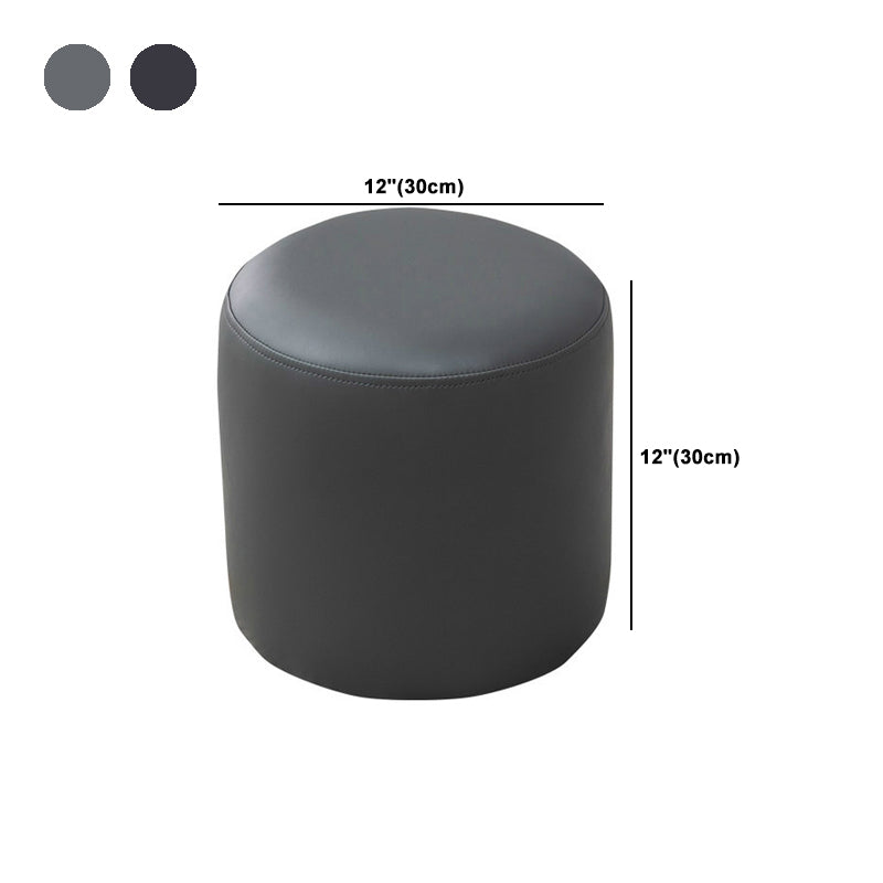 Modern Round Ottoman Solid Color Leather Water Resistant Footstool Ottoman Clearhalo 'furn' 'furn_ottomans_poufs' 'Furniture' 'Living Room Furniture' 'Ottomans & Poufs' 'ottomans_poufs' 5866274