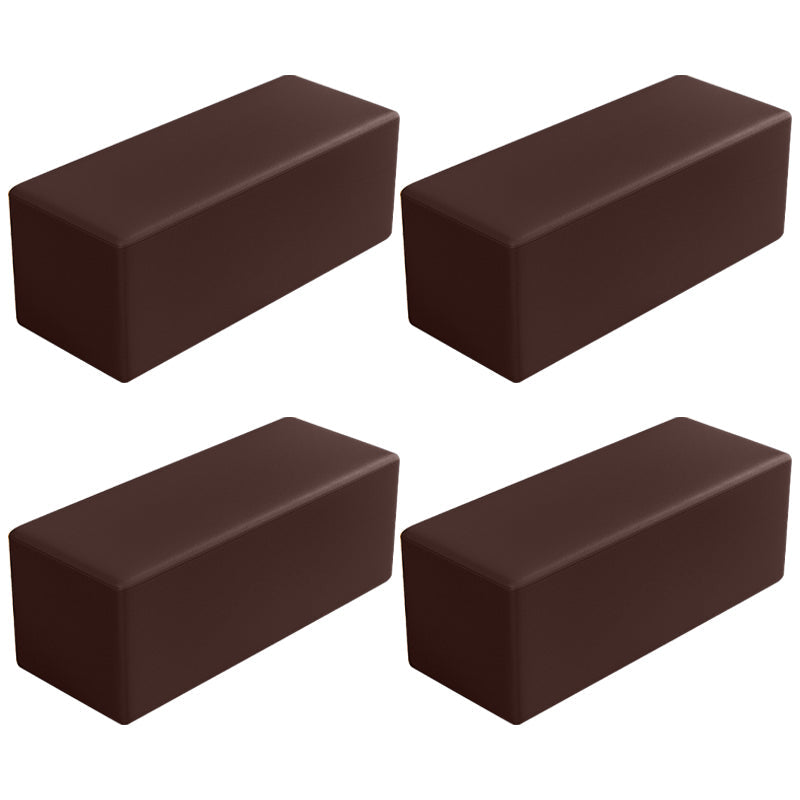 Contemporary Pouf Ottoman Faux Leather Upholstered Solid Color Square Ottoman