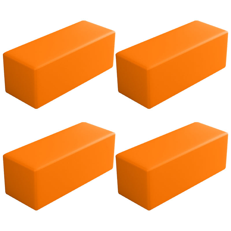 Contemporary Pouf Ottoman Faux Leather Upholstered Solid Color Square Ottoman