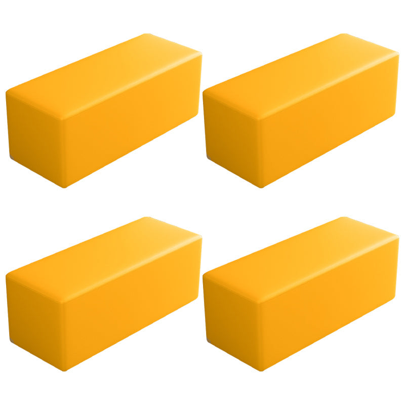 Contemporary Pouf Ottoman Faux Leather Upholstered Solid Color Square Ottoman