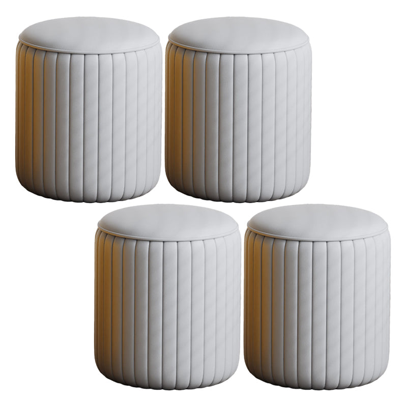 Modern PU Leather Pouf Chair Plain Cylinder Shape Tear Resistant Couch Ottoman Light Gray 4 Piece Set Clearhalo 'furn' 'furn_ottomans_poufs' 'Furniture' 'Living Room Furniture' 'Ottomans & Poufs' 'ottomans_poufs' 5866392
