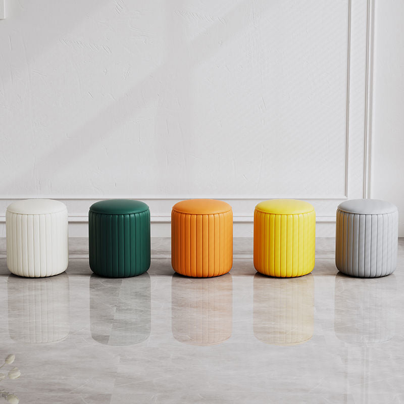 Modern PU Leather Pouf Chair Plain Cylinder Shape Tear Resistant Couch Ottoman Clearhalo 'furn' 'furn_ottomans_poufs' 'Furniture' 'Living Room Furniture' 'Ottomans & Poufs' 'ottomans_poufs' 5866394