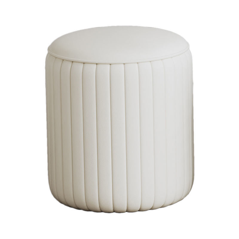 Modern PU Leather Pouf Chair Plain Cylinder Shape Tear Resistant Couch Ottoman Off-White 1 Piece Clearhalo 'furn' 'furn_ottomans_poufs' 'Furniture' 'Living Room Furniture' 'Ottomans & Poufs' 'ottomans_poufs' 5866407