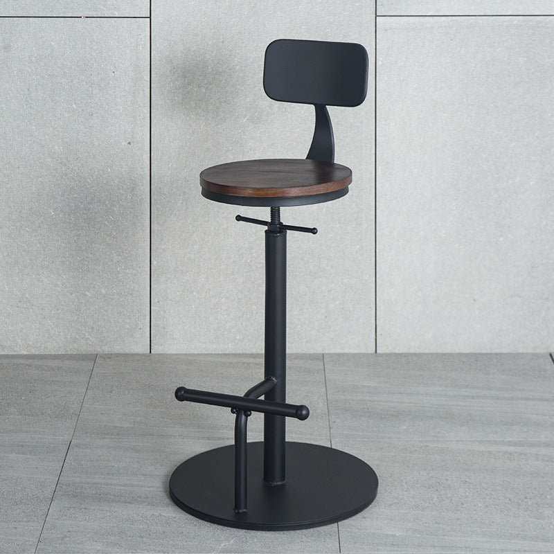 Sgabello con banco in legno bassista in metallo industriale con finitura opaca