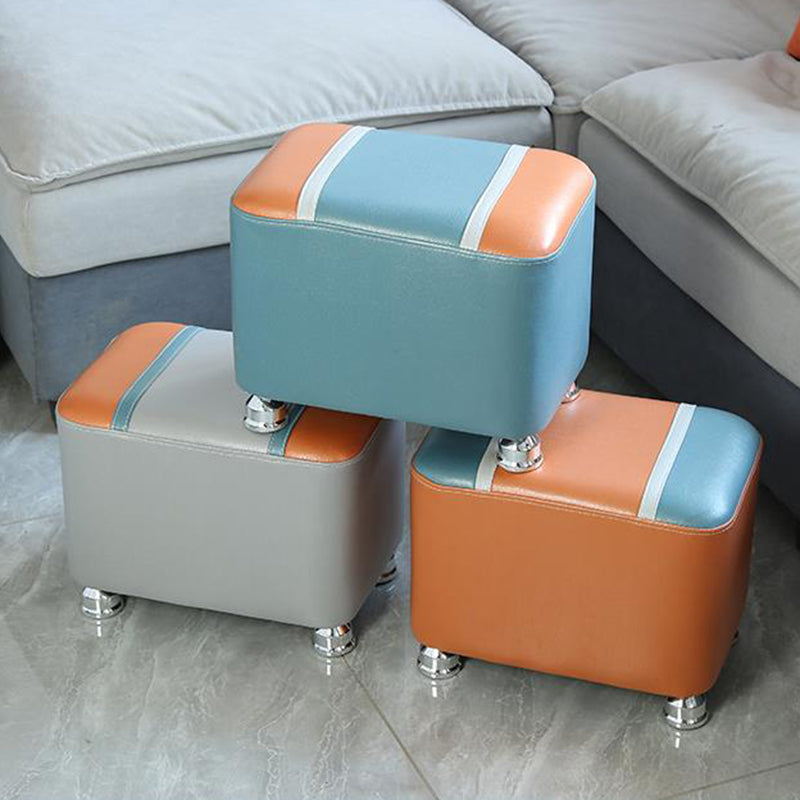 Contemporaneo Standard Fucano in finta pelle imbottita Patchwork Ottomera RECTALLO