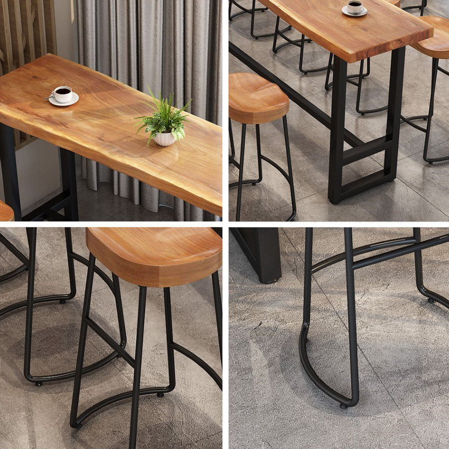 Modern 1/9 Pieces Bar Table Set Rectangle Pine Wood Counter Table with Stools for Cafe Clearhalo 'Bar Furniture' 'furn' 'furn_home_bar_bar_sets' 'Furniture' 'Home Bars & Bar Sets' 'home_bar_bar_sets' 'Kitchen & Dining Furniture' 5866557