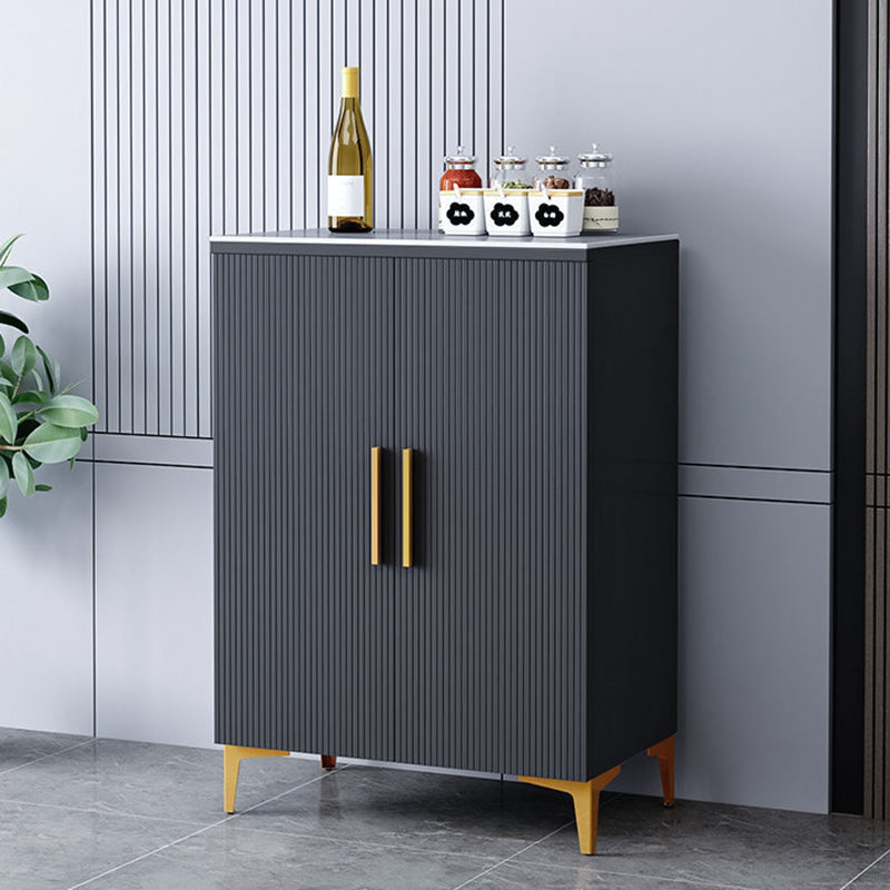 Glam Style Buffet Sideboard Sintered Stone Top Sideboard with Door 24"L x 14"W x 35"H Grey Clearhalo 'buffet_sideboard' 'Buffets & Sideboards' 'furn' 'furn_buffet_sideboard' 'Furniture' 'Kitchen & Dining Furniture' 5866609