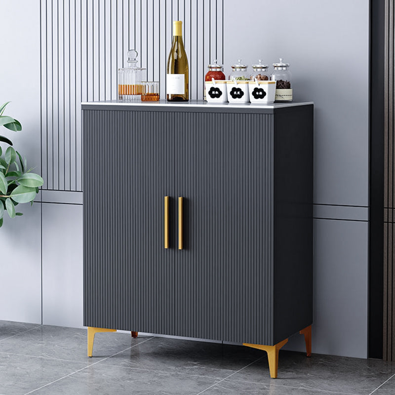 Glam Style Buffet Sideboard Sintered Stone Top Sideboard with Door 28"L x 14"W x 35"H Grey Clearhalo 'buffet_sideboard' 'Buffets & Sideboards' 'furn' 'furn_buffet_sideboard' 'Furniture' 'Kitchen & Dining Furniture' 5866613