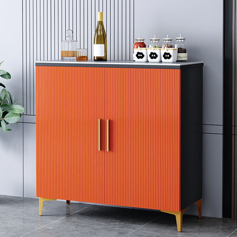 Glam Style Buffet Sideboard Sintered Stone Top Sideboard with Door 35"L x 14"W x 35"H Grey Orange Clearhalo 'buffet_sideboard' 'Buffets & Sideboards' 'furn' 'furn_buffet_sideboard' 'Furniture' 'Kitchen & Dining Furniture' 5866626