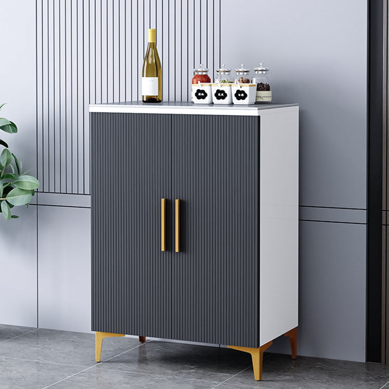 Glam Style Buffet Sideboard Sintered Stone Top Sideboard with Door 24"L x 14"W x 35"H White-Gray Clearhalo 'buffet_sideboard' 'Buffets & Sideboards' 'furn' 'furn_buffet_sideboard' 'Furniture' 'Kitchen & Dining Furniture' 5866628