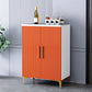 Glam Style Buffet Sideboard Sintered Stone Top Sideboard with Door 24"L x 14"W x 35"H Orange White Clearhalo 'buffet_sideboard' 'Buffets & Sideboards' 'furn' 'furn_buffet_sideboard' 'Furniture' 'Kitchen & Dining Furniture' 5866630