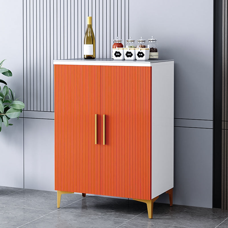 Glam Style Buffet Sideboard Sintered Stone Top Sideboard with Door 24"L x 14"W x 35"H Orange White Clearhalo 'buffet_sideboard' 'Buffets & Sideboards' 'furn' 'furn_buffet_sideboard' 'Furniture' 'Kitchen & Dining Furniture' 5866630