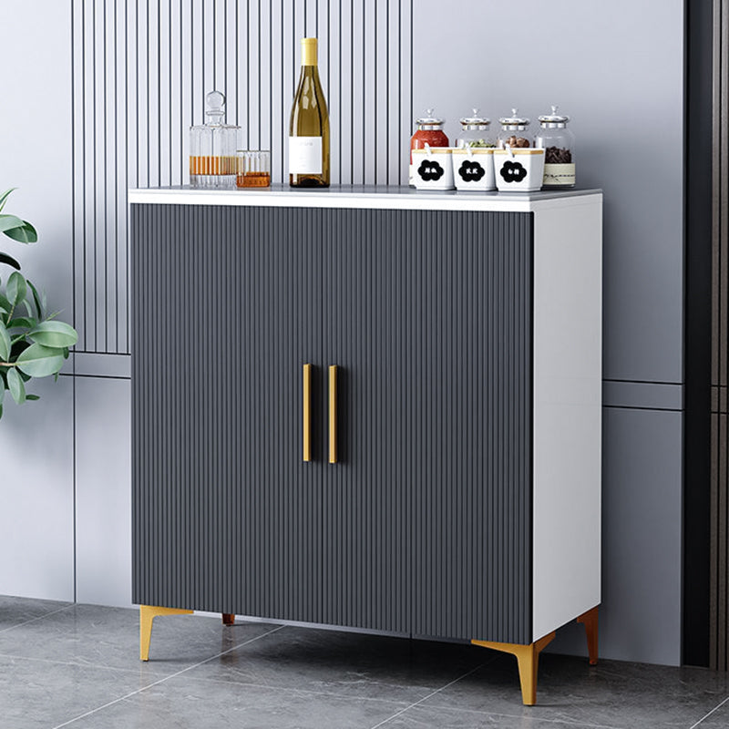 Glam Style Buffet Sideboard Sintered Stone Top Sideboard with Door 31"L x 14"W x 35"H White-Gray Clearhalo 'buffet_sideboard' 'Buffets & Sideboards' 'furn' 'furn_buffet_sideboard' 'Furniture' 'Kitchen & Dining Furniture' 5866634