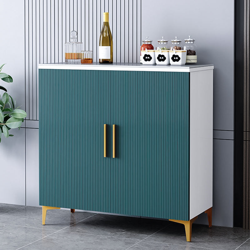 Glam Style Buffet Sideboard Sintered Stone Top Sideboard with Door 35"L x 14"W x 35"H Beige Blue Clearhalo 'buffet_sideboard' 'Buffets & Sideboards' 'furn' 'furn_buffet_sideboard' 'Furniture' 'Kitchen & Dining Furniture' 5866637