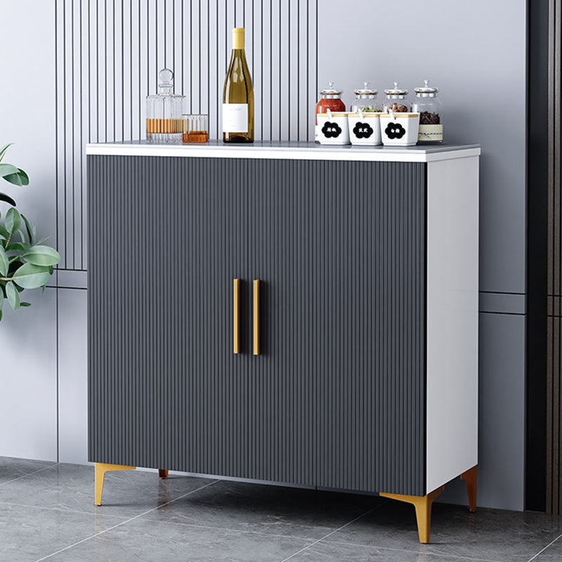 Glam Style Buffet Sideboard Sintered Stone Top Sideboard with Door 35"L x 14"W x 35"H White-Gray Clearhalo 'buffet_sideboard' 'Buffets & Sideboards' 'furn' 'furn_buffet_sideboard' 'Furniture' 'Kitchen & Dining Furniture' 5866638