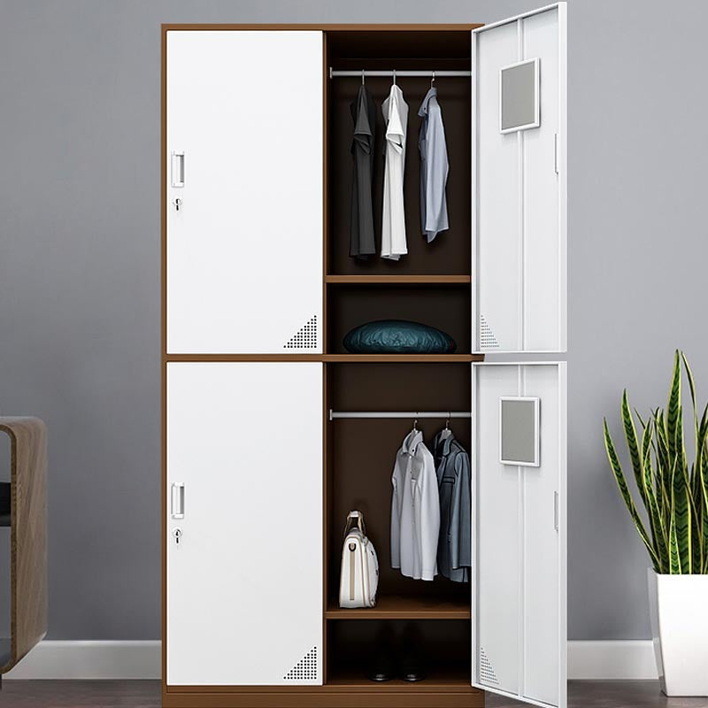 Contemporary Metal Wardrobe Freestanding Wardrobe Closet with Locks