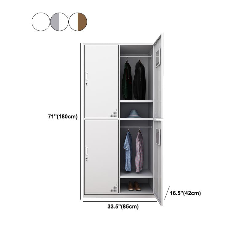 Contemporary Metal Wardrobe Freestanding Wardrobe Closet with Locks