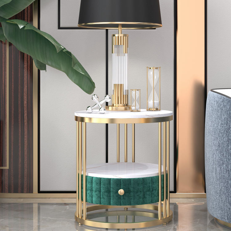 Glamour 1 - Mesa de acento de cajones Nightsand de 21.65 "Mesa nocturna de piedra de altura