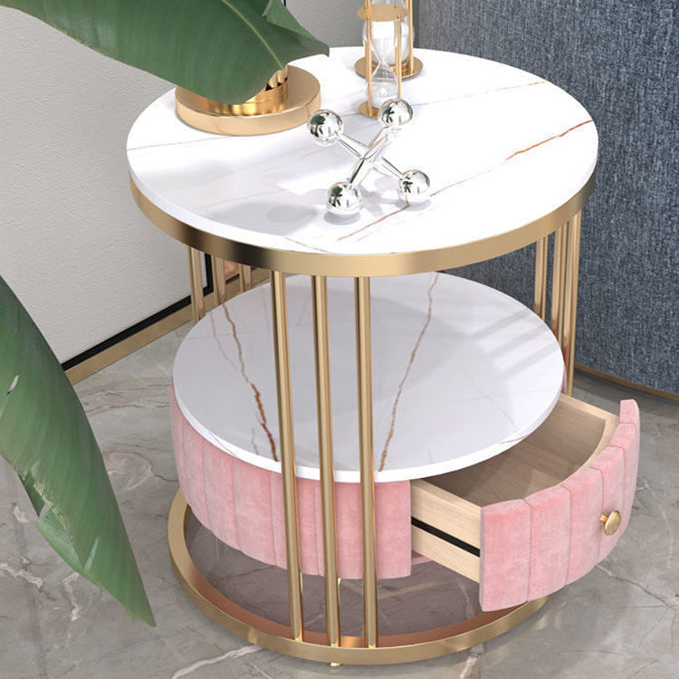 Glamour 1 - Mesa de acento de cajones Nightsand de 21.65 "Mesa nocturna de piedra de altura