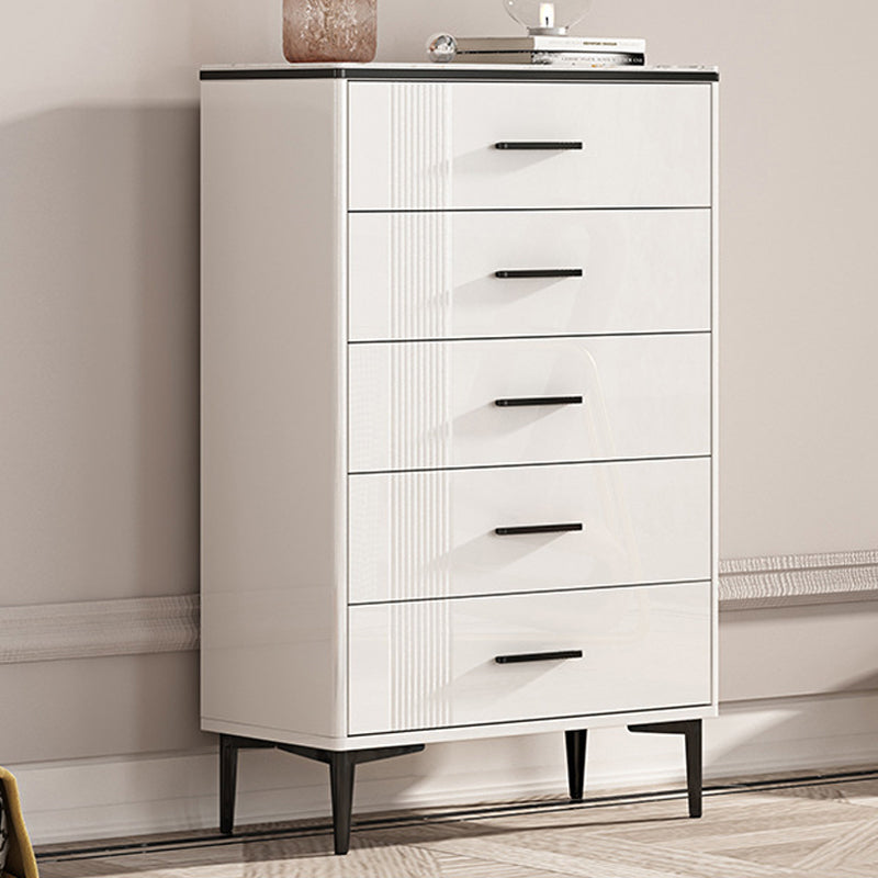 Contemporary Glam Storage Storage Chest White Storage Chest Dresser 26"L x 12"W x 43"H Black White Clearhalo 'Bedroom Furniture' 'Dressers & Chests' 'dressers_chests' 'furn' 'furn_dressers_chests' 'Furniture' 5866803