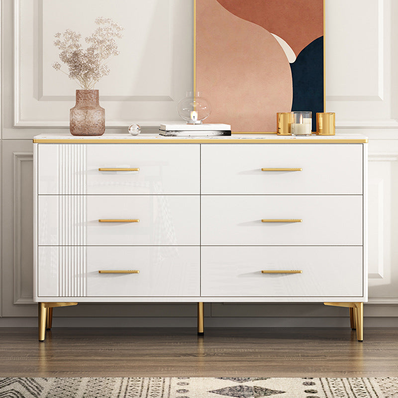Contemporary Glam Storage Storage Chest White Storage Chest Dresser 47"L x 12"W x 31"H White-Gold Clearhalo 'Bedroom Furniture' 'Dressers & Chests' 'dressers_chests' 'furn' 'furn_dressers_chests' 'Furniture' 5866806