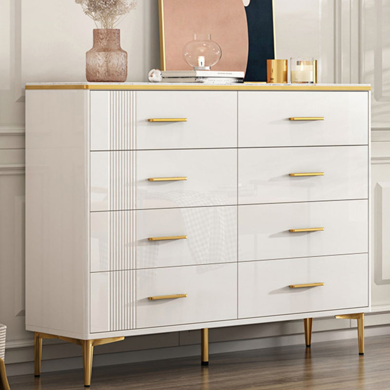 Contemporary Glam Storage Storage Chest White Storage Chest Dresser 47"L x 12"W x 37"H White-Gold Clearhalo 'Bedroom Furniture' 'Dressers & Chests' 'dressers_chests' 'furn' 'furn_dressers_chests' 'Furniture' 5866810