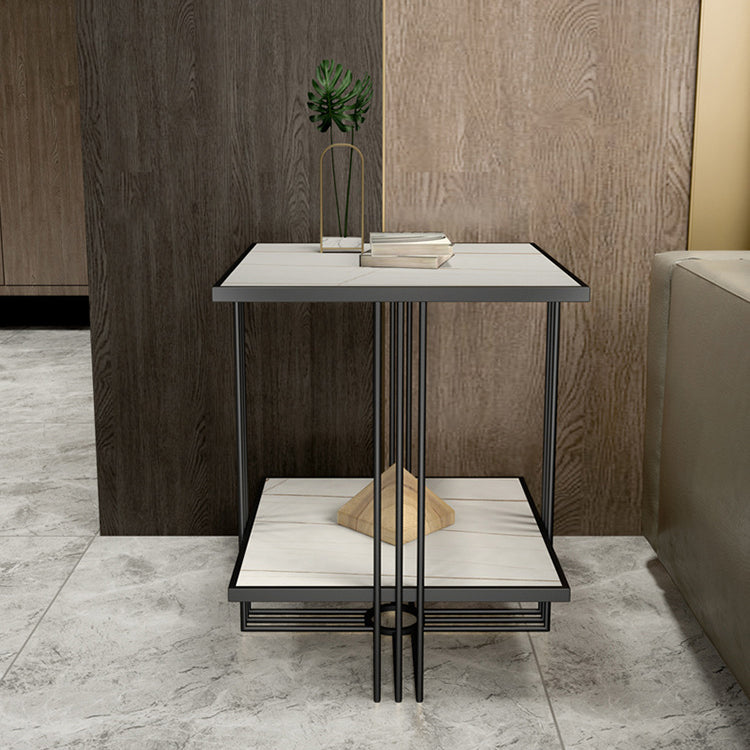 Tavolo da notte in pietra d'oro Glam mobile per comodino con 2 ripiani