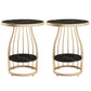 Faux Marble Accent Table Nightstand 24.8" Tall Bedside Cabinet Black-Gold 2 Piece Set Clearhalo 'Bedroom Furniture' 'furn' 'furn_night_stand' 'Furniture' 'night_stand' 'Nightstands' 5866874
