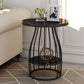 Faux Marble Accent Table Nightstand 24.8" Tall Bedside Cabinet Black 1 Piece Clearhalo 'Bedroom Furniture' 'furn' 'furn_night_stand' 'Furniture' 'night_stand' 'Nightstands' 5866884