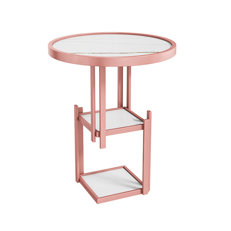 Mesa nocturna de metal nocturna contemporánea de almacenamiento abierto con 3 estantes