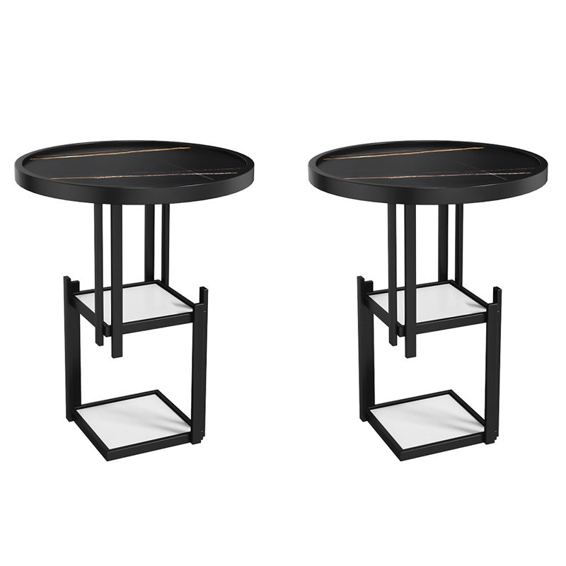 Mesa nocturna de metal nocturna contemporánea de almacenamiento abierto con 3 estantes