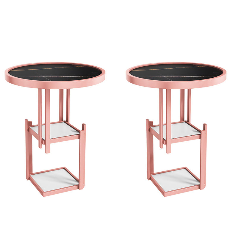 Mesa nocturna de metal nocturna contemporánea de almacenamiento abierto con 3 estantes