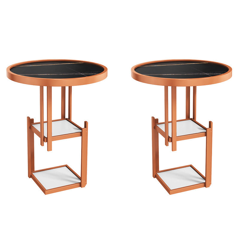 Mesa nocturna de metal nocturna contemporánea de almacenamiento abierto con 3 estantes