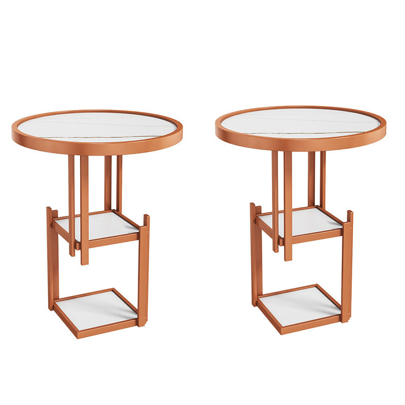 Mesa nocturna de metal nocturna contemporánea de almacenamiento abierto con 3 estantes