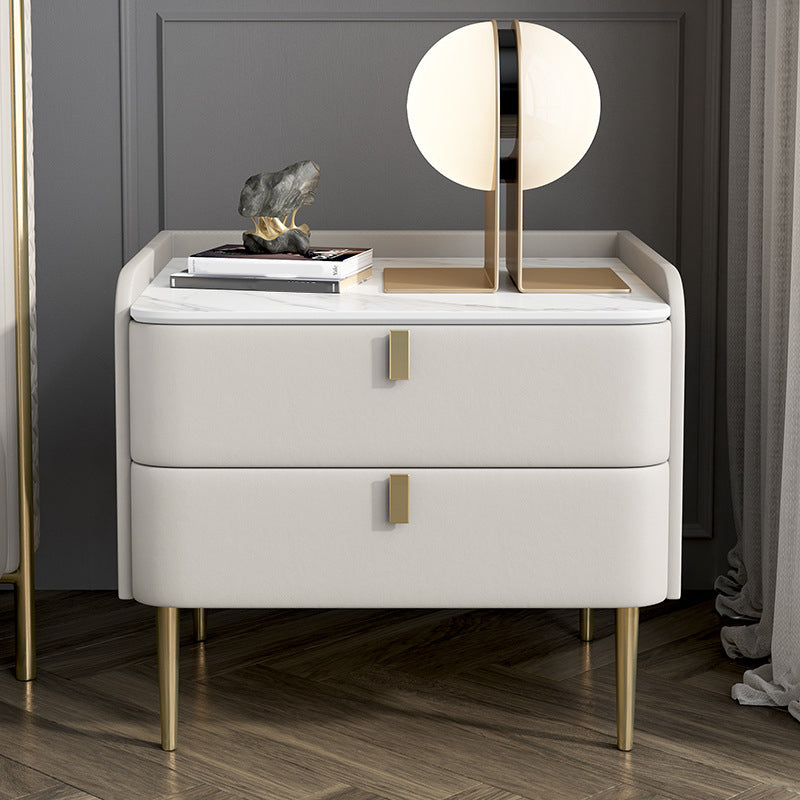 19.69" Tall 2-drawer Bedside Cabinet Legs Included Solid Wood Night Table 18"L x 16.5"W x 20"H Off-White 1 Piece Clearhalo 'Bedroom Furniture' 'furn' 'furn_night_stand' 'Furniture' 'night_stand' 'Nightstands' 5867028
