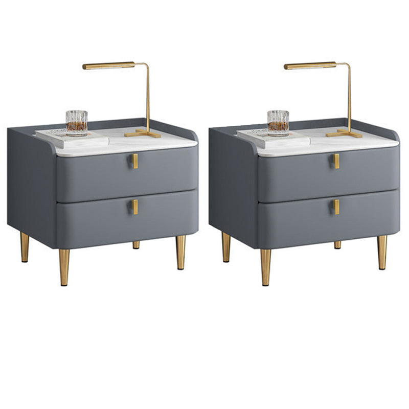 19.69" Tall 2-drawer Bedside Cabinet Legs Included Solid Wood Night Table Gray Blue 2 Piece Set Clearhalo 'Bedroom Furniture' 'furn' 'furn_night_stand' 'Furniture' 'night_stand' 'Nightstands' 5867030